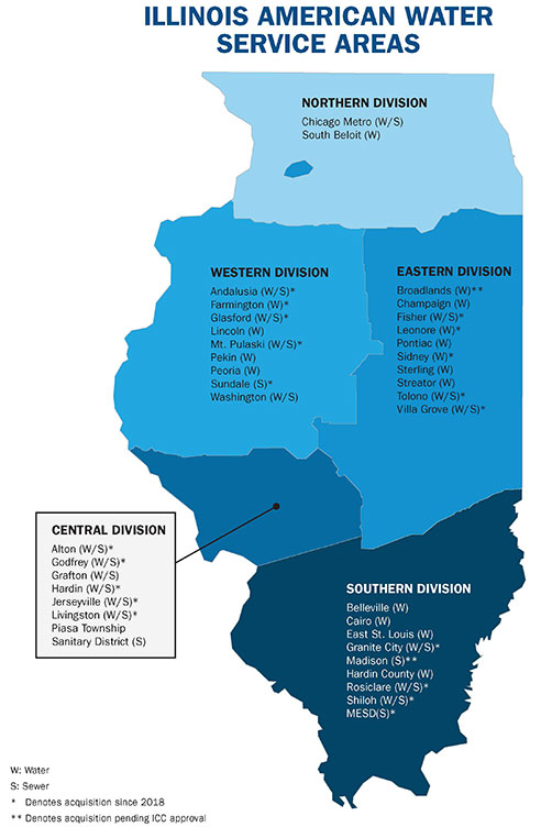 Illinois American Water Servicen Areas Map